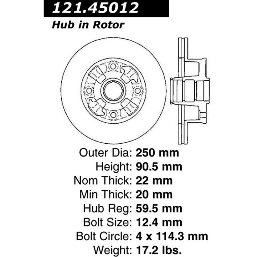 CENTRIC PARTS 121.45012 C-Tek Standard Brake Rotor