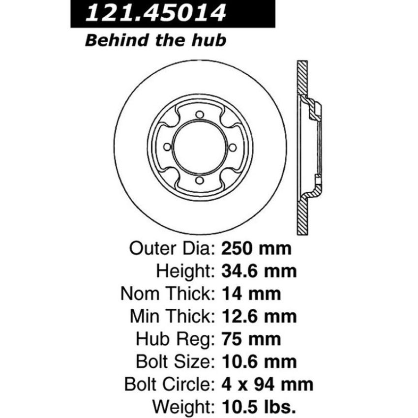 CENTRIC PARTS 121.45014 C-Tek Standard Brake Rotor