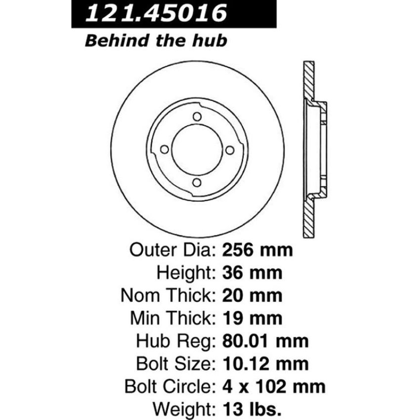 CENTRIC PARTS 121.45016 C-Tek Standard Brake Rotor