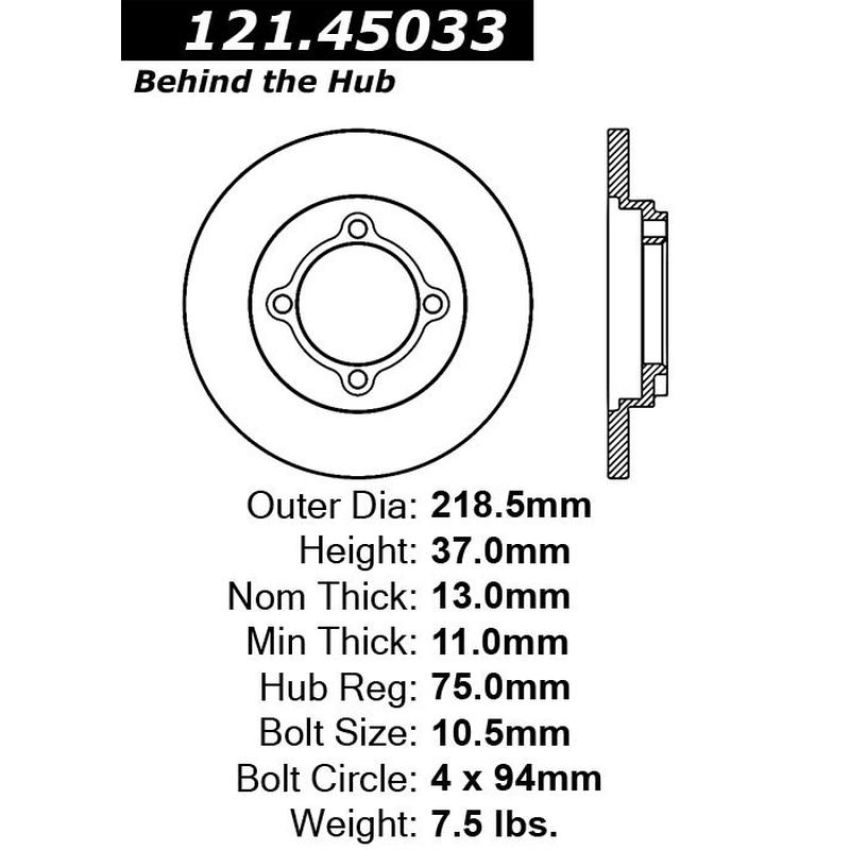 CENTRIC PARTS 121.45033 C-Tek Standard Brake Rotor
