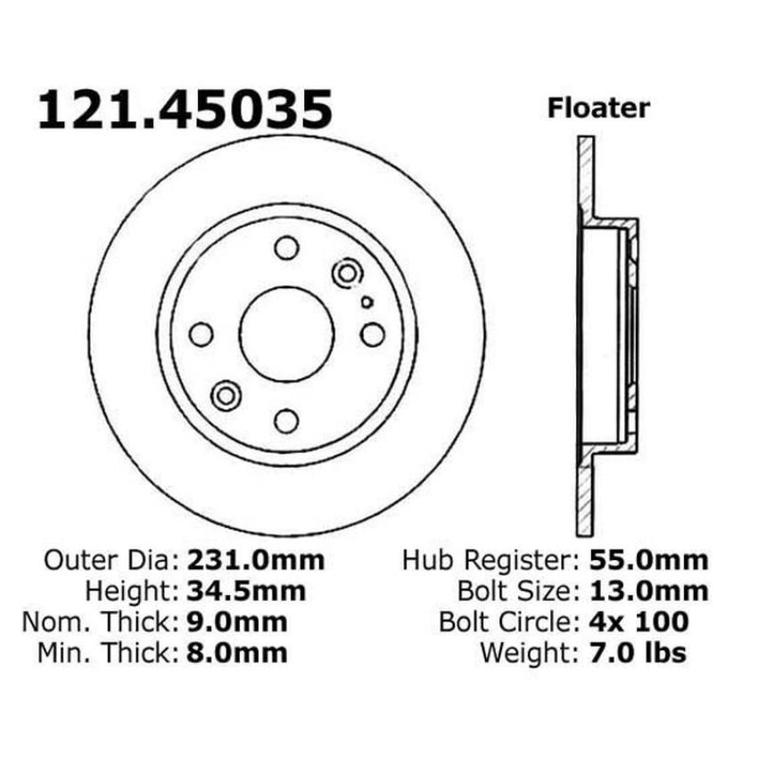 CENTRIC PARTS 121.45035 C-Tek Standard Brake Rotor