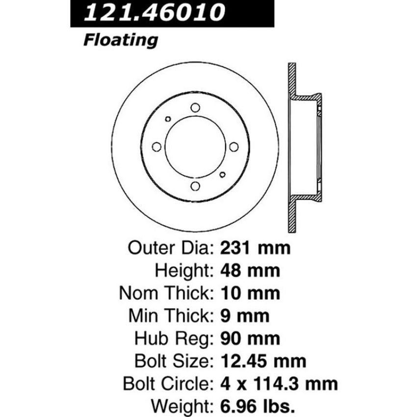 CENTRIC PARTS 121.46010 C-Tek Standard Brake Rotor