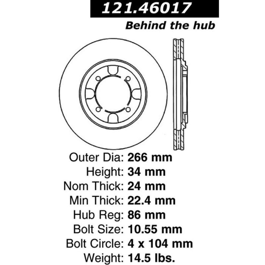 CENTRIC PARTS 121.46017 C-Tek Standard Brake Rotor