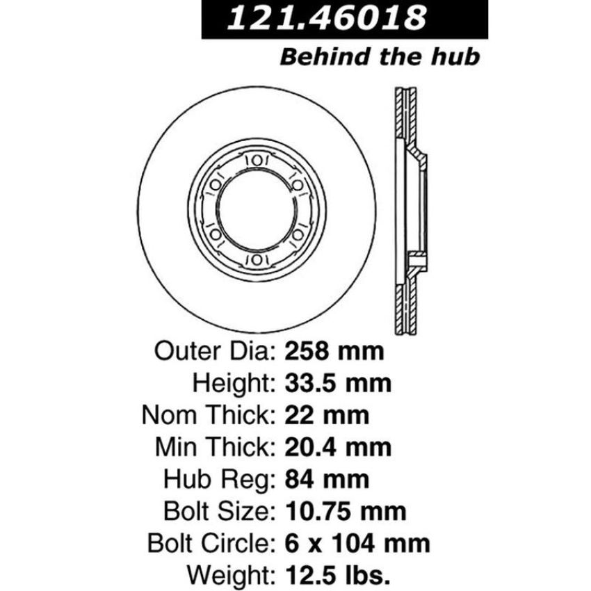 CENTRIC PARTS 121.46018 C-Tek Standard Brake Rotor