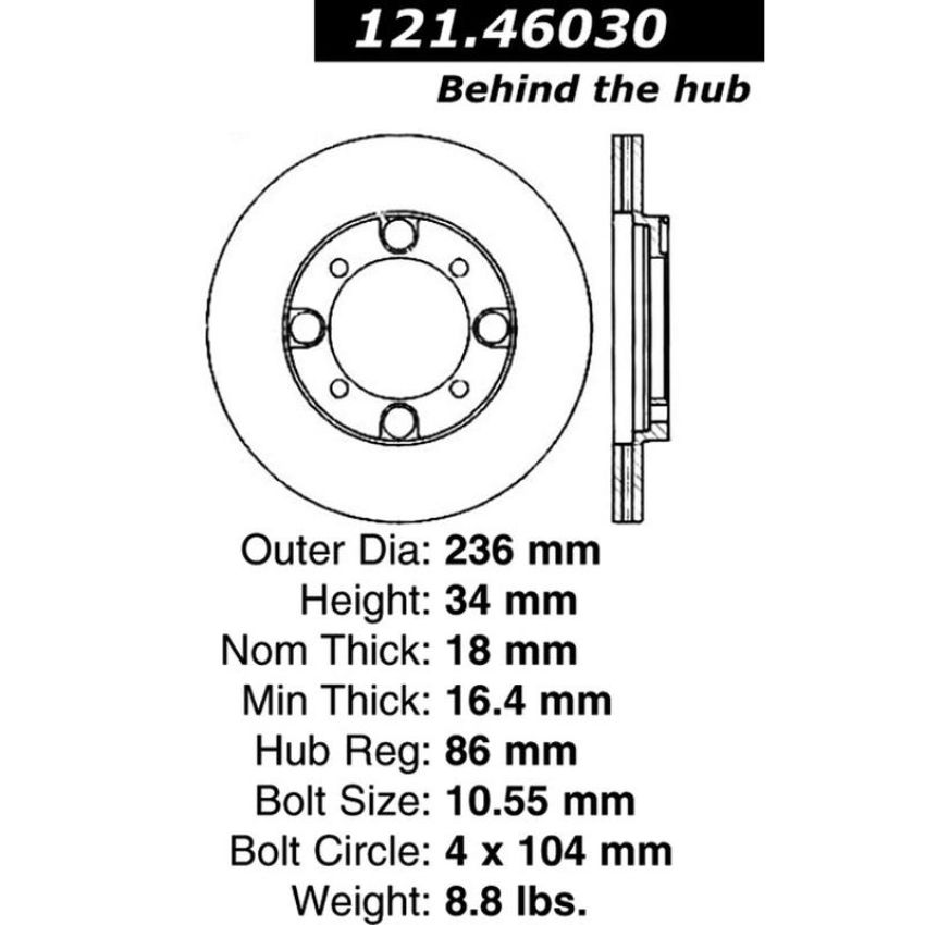 CENTRIC PARTS 121.46030 C-Tek Standard Brake Rotor