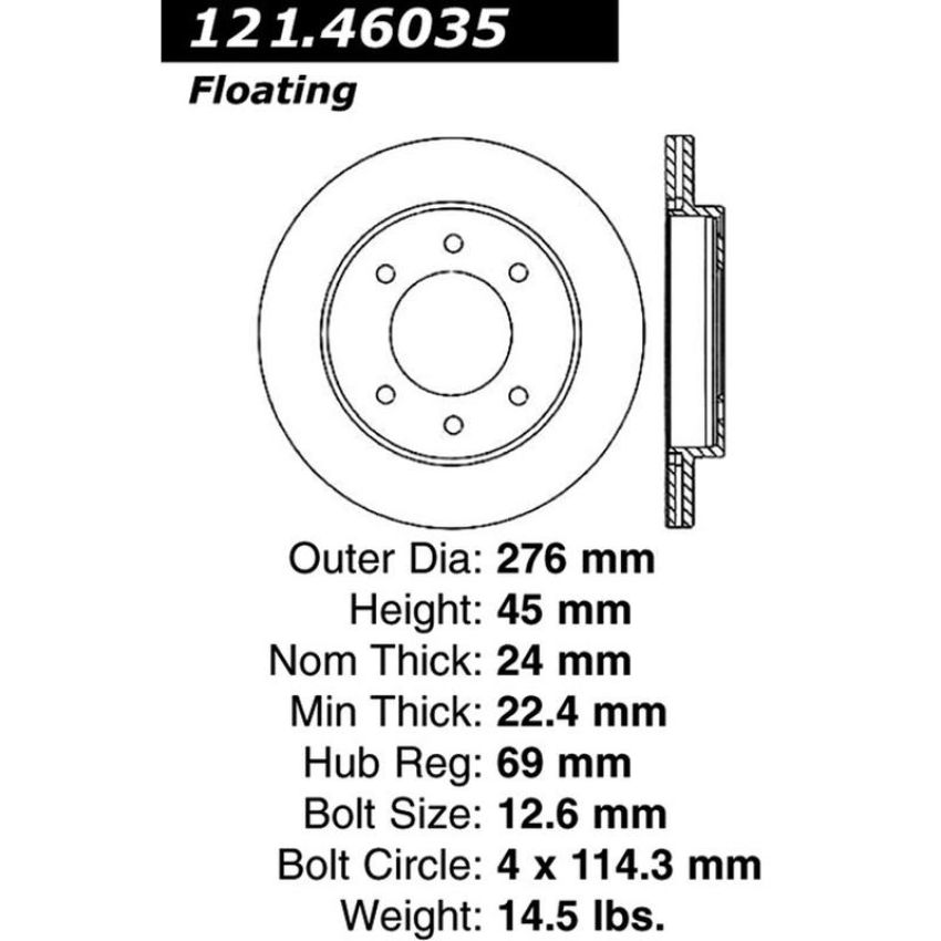 CENTRIC PARTS 121.46035 C-Tek Standard Brake Rotor