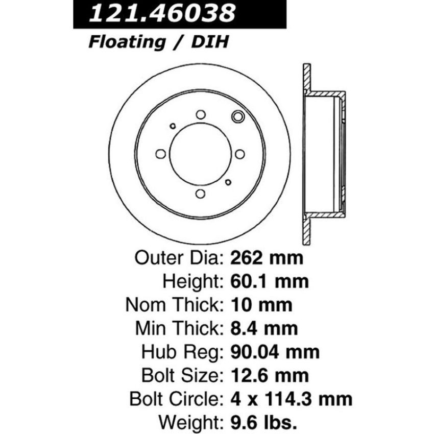 CENTRIC PARTS 121.46038 C-Tek Standard Brake Rotor