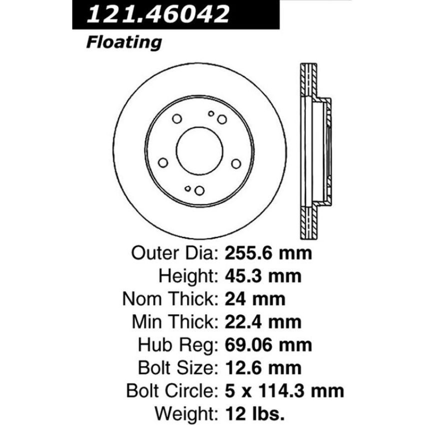 CENTRIC PARTS 121.46042 C-Tek Standard Brake Rotor
