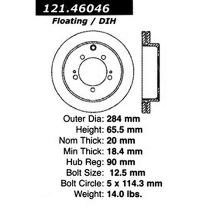 CENTRIC PARTS 121.46046 C-Tek Standard Brake Rotor