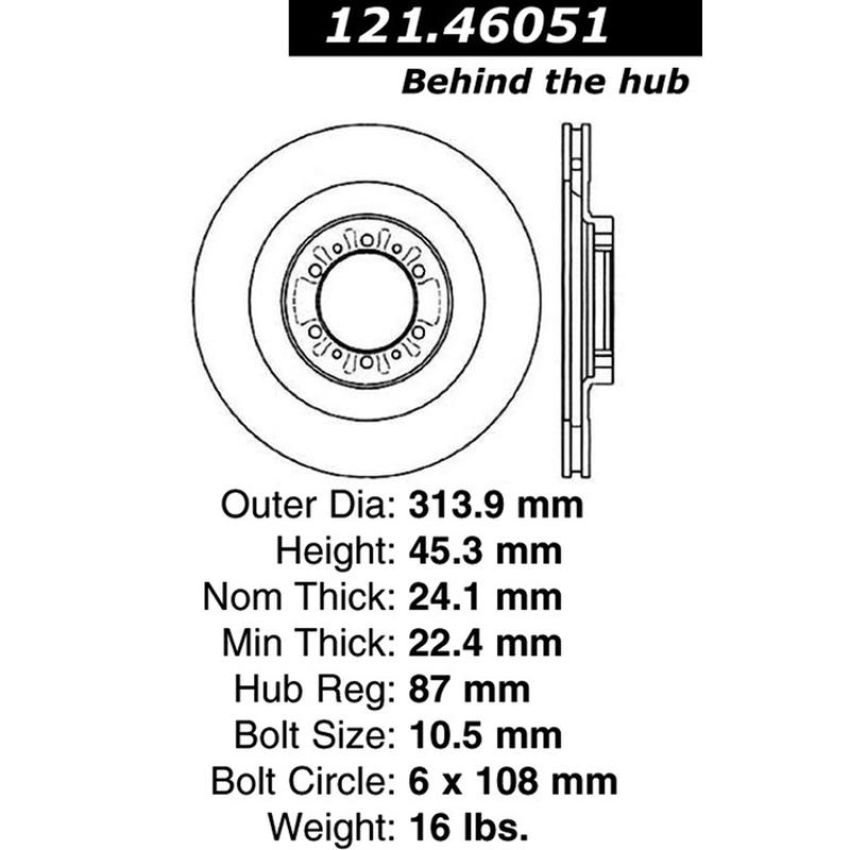 CENTRIC PARTS 121.46051 C-Tek Standard Brake Rotor