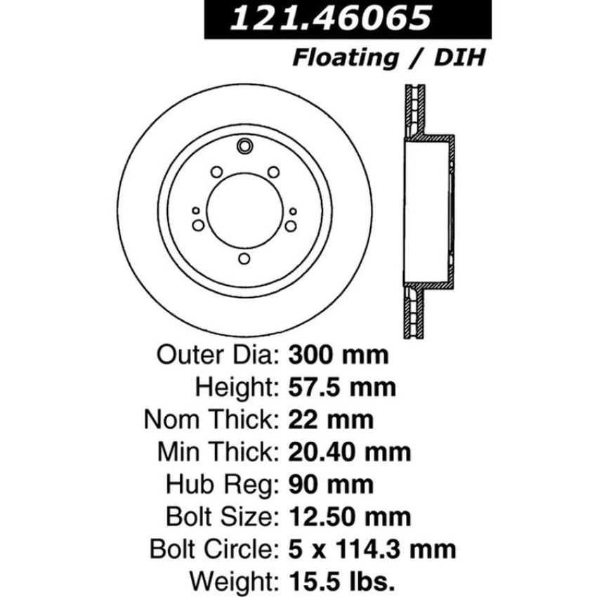 CENTRIC PARTS 121.46065 C-Tek Standard Brake Rotor