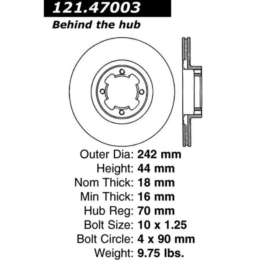 CENTRIC PARTS 121.47003 C-Tek Standard Brake Rotor