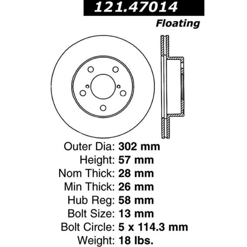 CENTRIC PARTS 121.47014 C-Tek Standard Brake Rotor