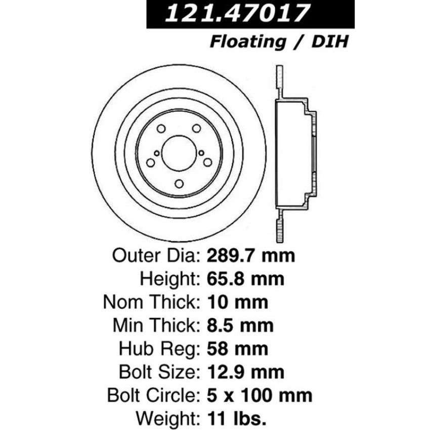CENTRIC PARTS 121.47017 C-Tek Standard Brake Rotor
