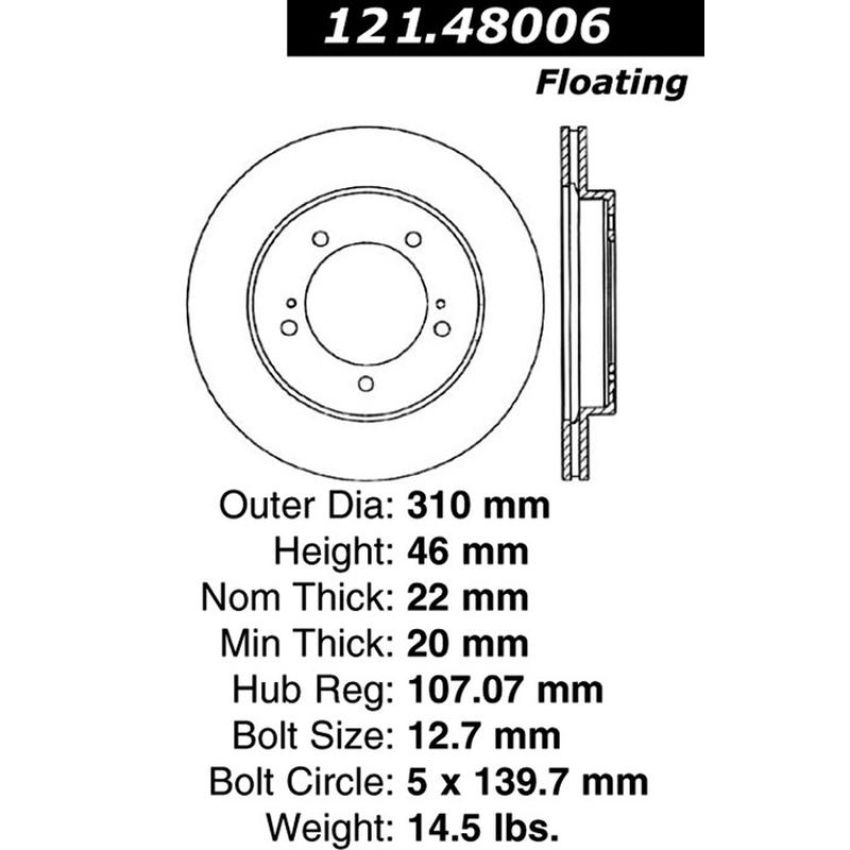 CENTRIC PARTS 121.48006 C-Tek Standard Brake Rotor