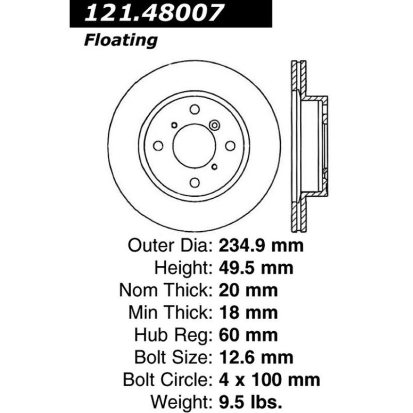 CENTRIC PARTS 121.48007 C-Tek Standard Brake Rotor