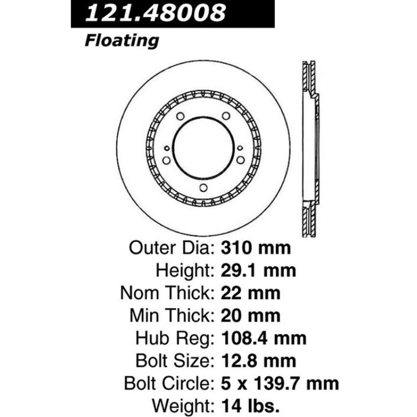 CENTRIC PARTS 121.48008 C-Tek Standard Brake Rotor