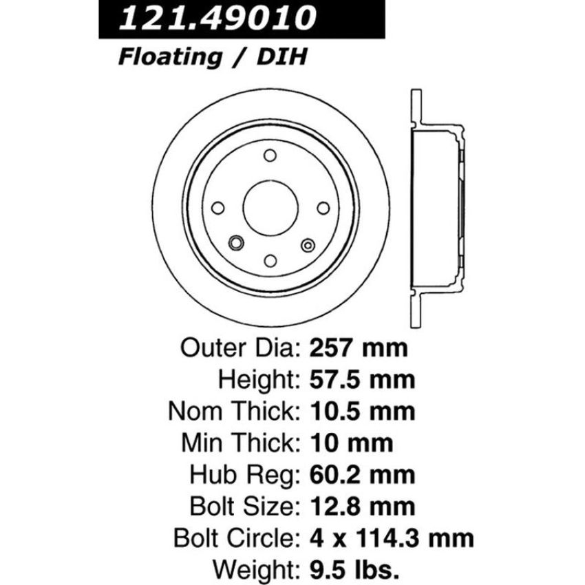 CENTRIC PARTS 121.49010 C-Tek Standard Brake Rotor