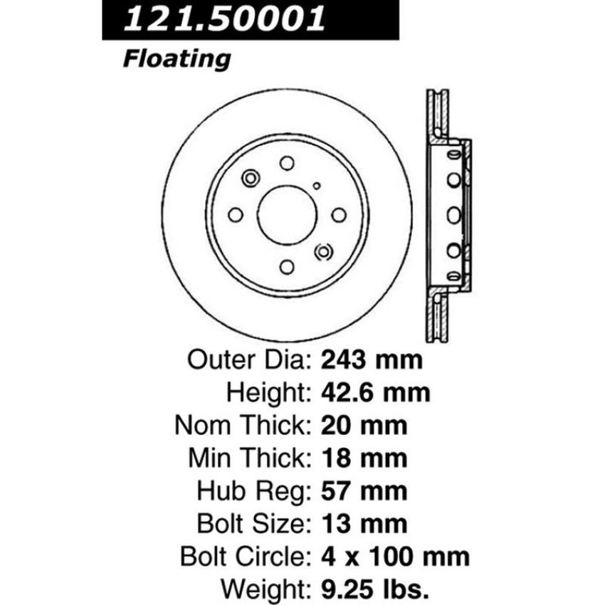 CENTRIC PARTS 121.50001 C-Tek Standard Brake Rotor