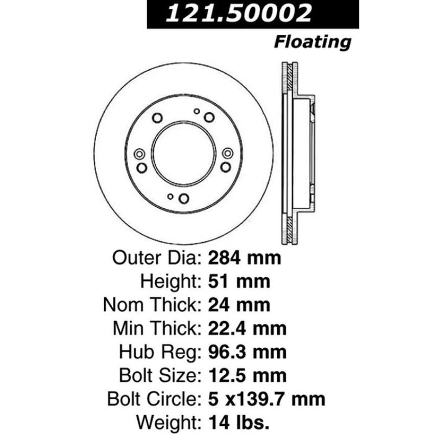 CENTRIC PARTS 121.50002 C-Tek Standard Brake Rotor
