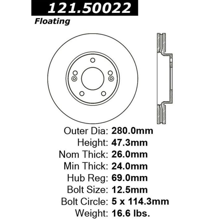 CENTRIC PARTS 121.50022 C-Tek Standard Brake Rotor