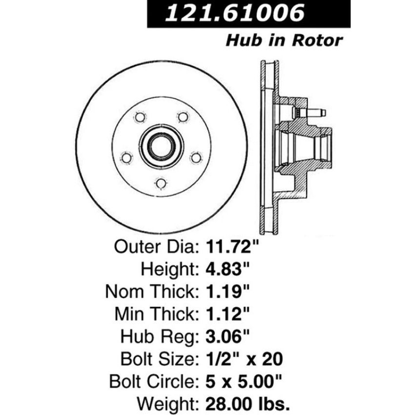 CENTRIC PARTS 121.61006 C-Tek Standard Brake Rotor
