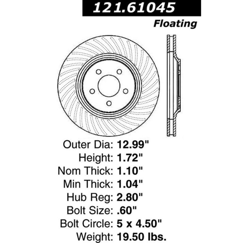 CENTRIC PARTS 121.61045 C-Tek Standard Brake Rotor