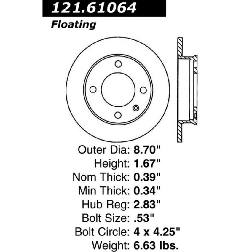 CENTRIC PARTS 121.61064 C-Tek Standard Brake Rotor