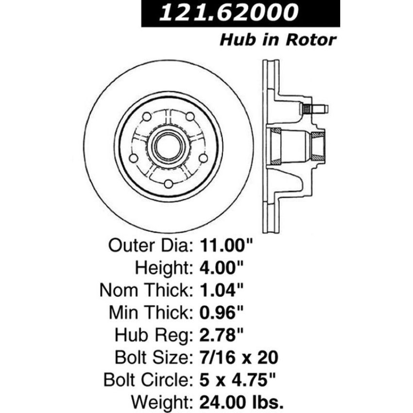 CENTRIC PARTS 121.62000 C-Tek Standard Brake Rotor