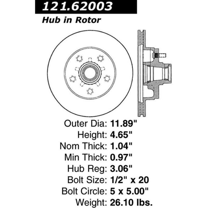 CENTRIC PARTS 121.62003 C-Tek Standard Brake Rotor