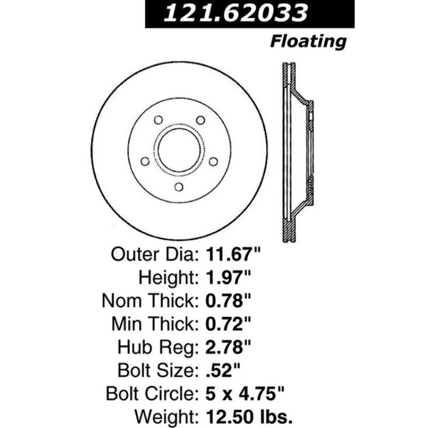 CENTRIC PARTS 121.62033 C-Tek Standard Brake Rotor