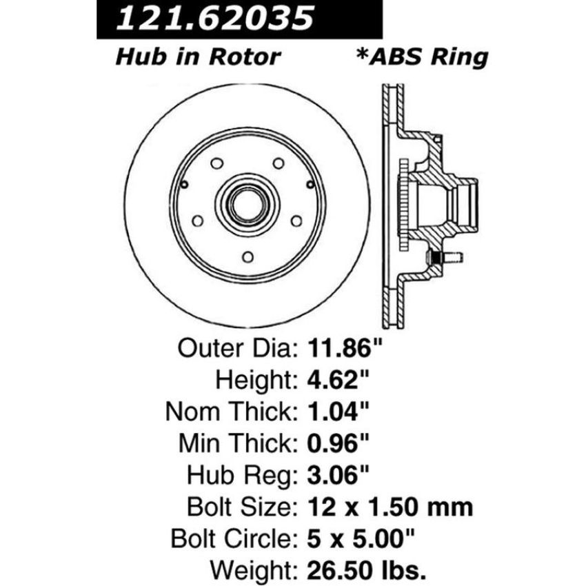 CENTRIC PARTS 121.62035 C-Tek Standard Brake Rotor