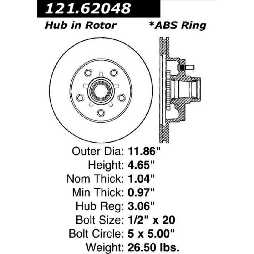 CENTRIC PARTS 121.62048 C-Tek Standard Brake Rotor