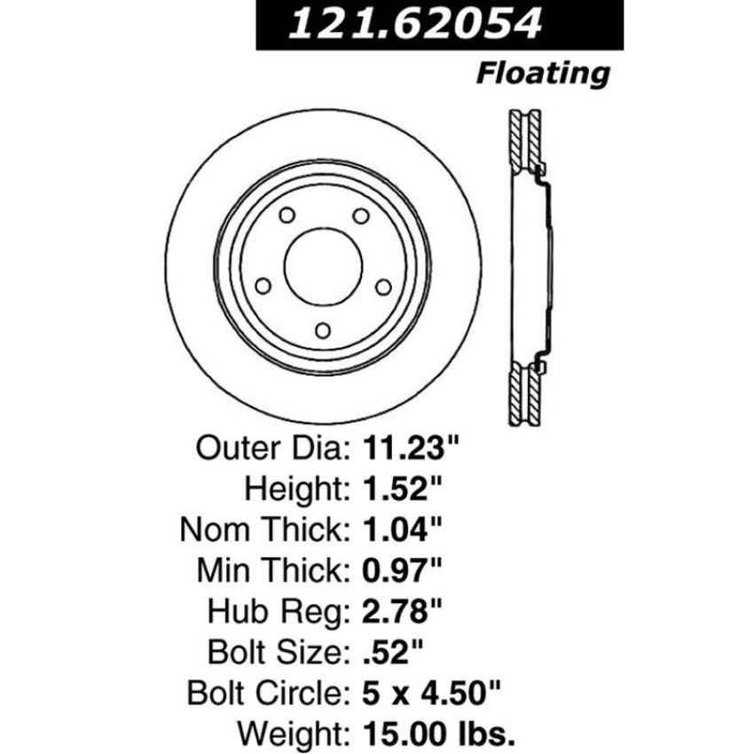 CENTRIC PARTS 121.62054 C-Tek Standard Brake Rotor