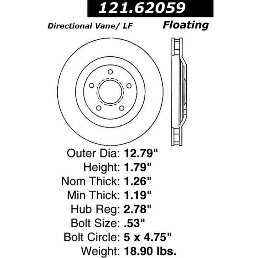 CENTRIC PARTS 121.62059 C-Tek Standard Brake Rotor