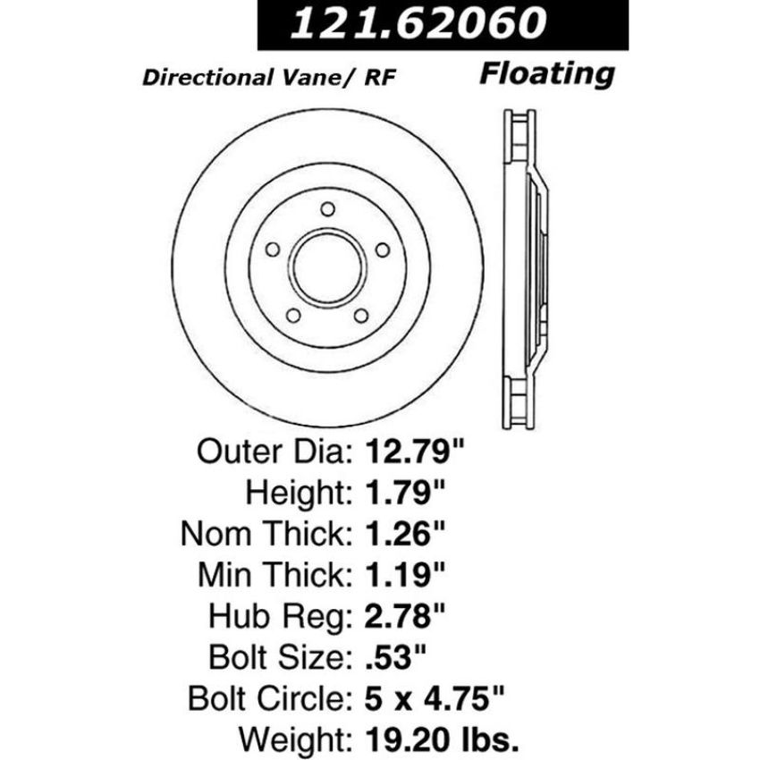 CENTRIC PARTS 121.62060 C-Tek Standard Brake Rotor