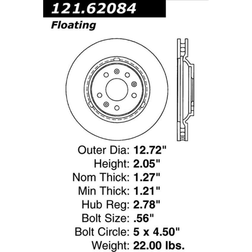 CENTRIC PARTS 121.62084 C-Tek Standard Brake Rotor