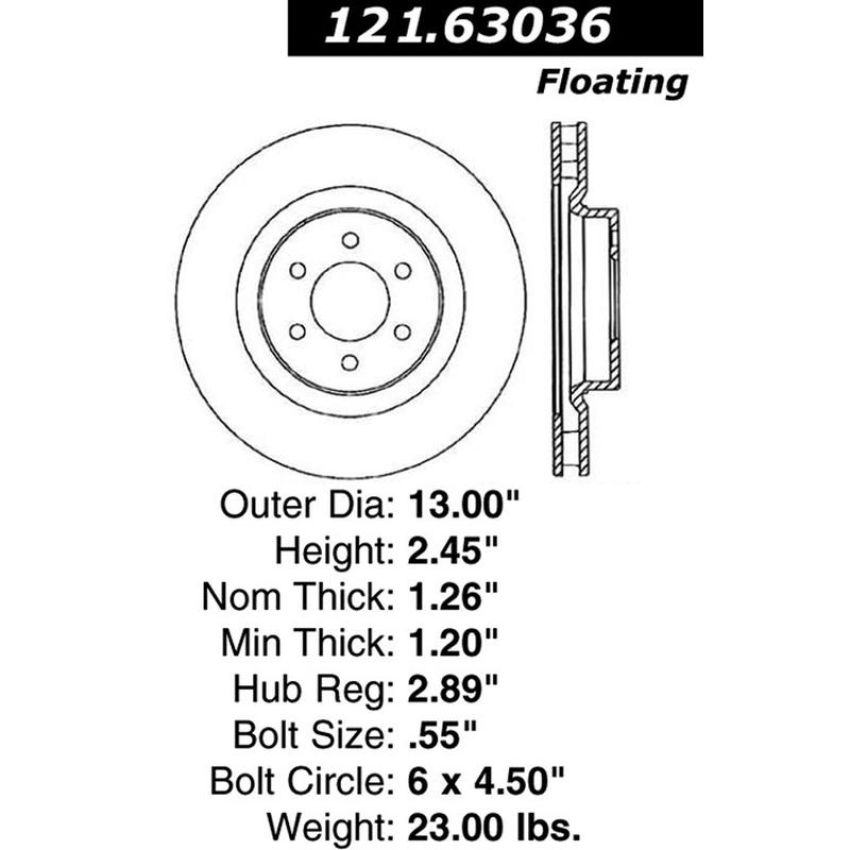 CENTRIC PARTS 121.63036 C-Tek Standard Brake Rotor