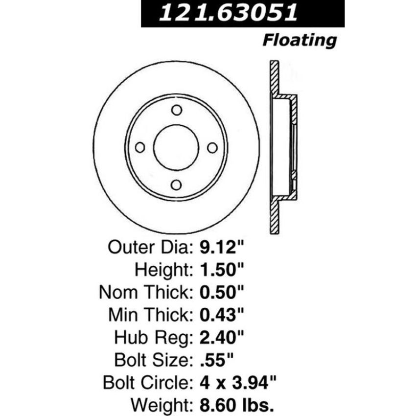 CENTRIC PARTS 121.63051 C-Tek Standard Brake Rotor