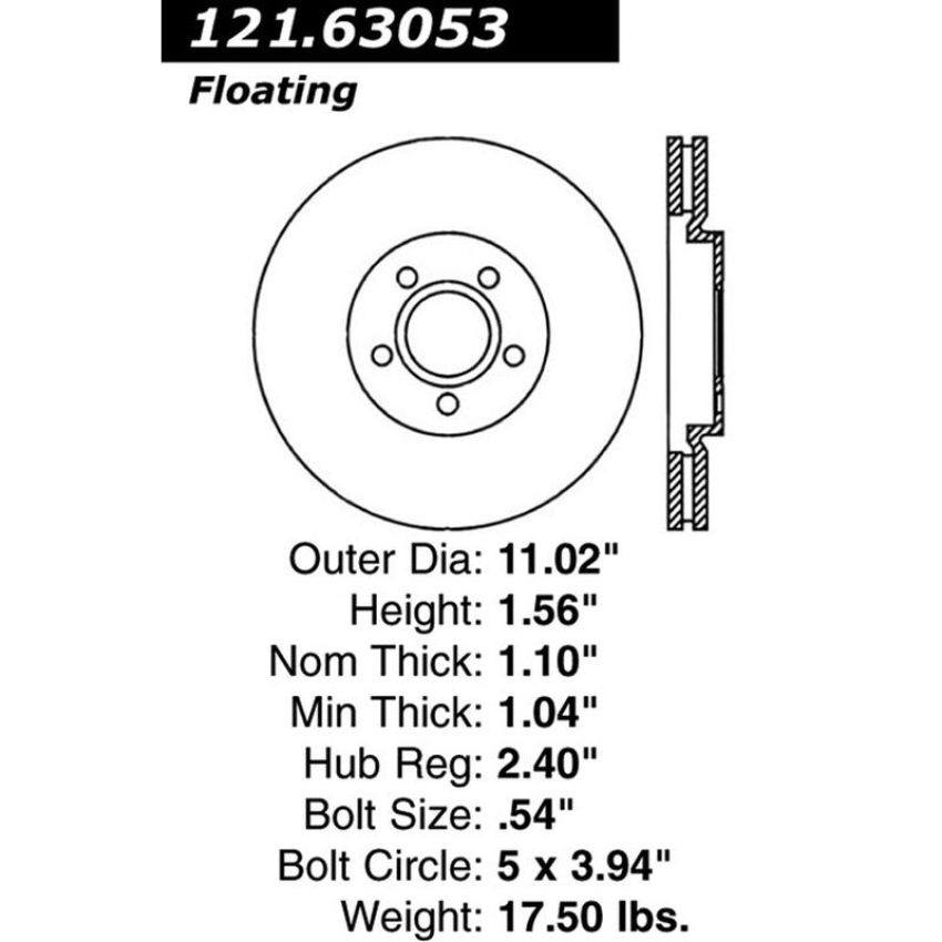 CENTRIC PARTS 121.63053 C-Tek Standard Brake Rotor