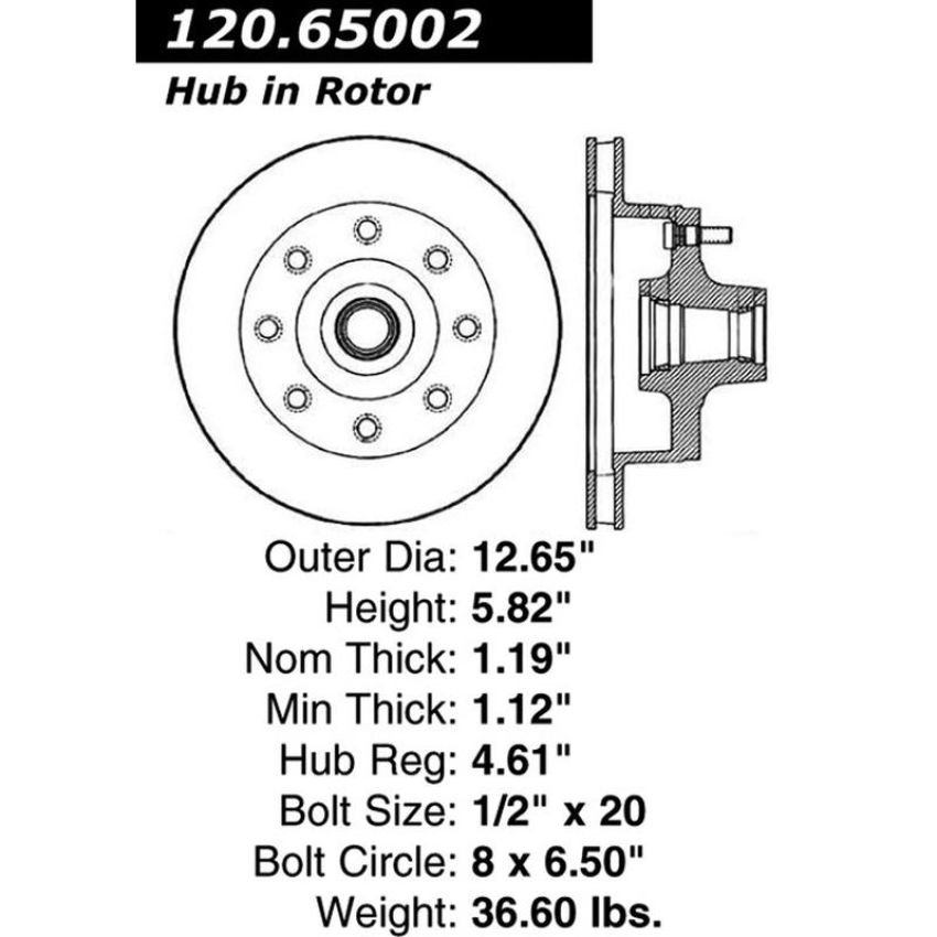 CENTRIC PARTS 121.65002 C-Tek Standard Brake Rotor