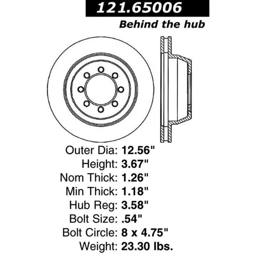 CENTRIC PARTS 121.65006 C-Tek Standard Brake Rotor