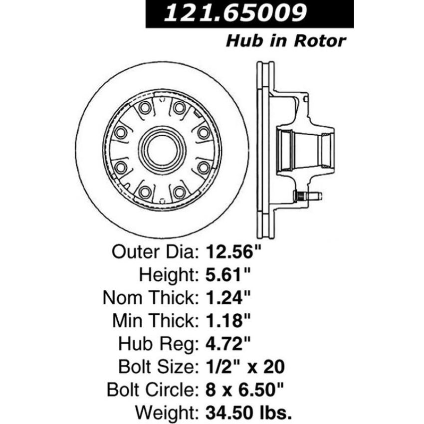 CENTRIC PARTS 121.65009 C-Tek Standard Brake Rotor