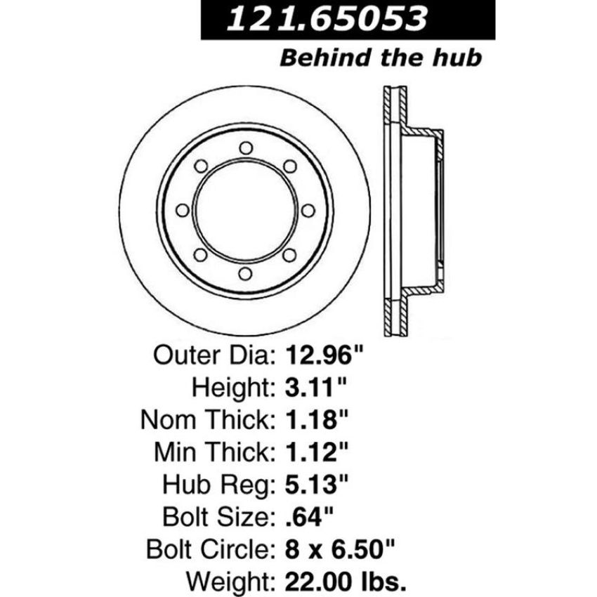 CENTRIC PARTS 121.65053 C-Tek Standard Brake Rotor