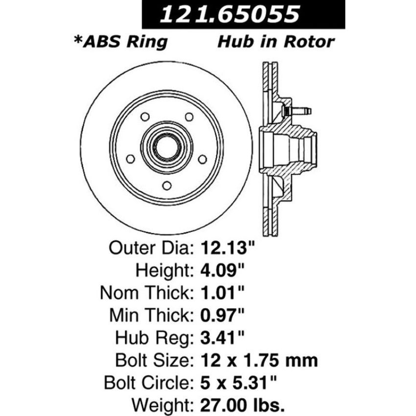 CENTRIC PARTS 121.65055 C-Tek Standard Brake Rotor