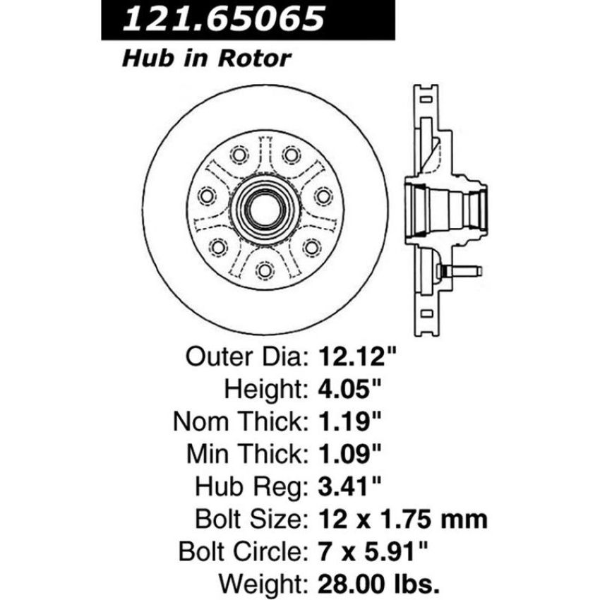 CENTRIC PARTS 121.65065 C-Tek Standard Brake Rotor
