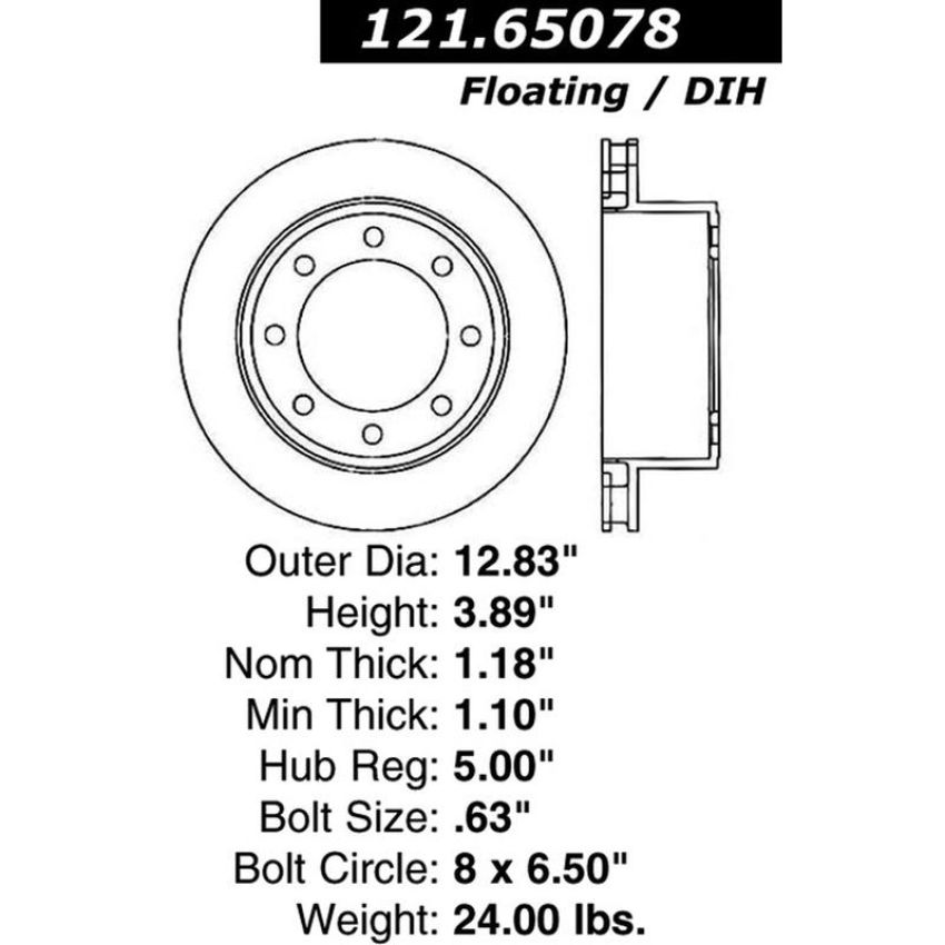 CENTRIC PARTS 121.65078 C-Tek Standard Brake Rotor