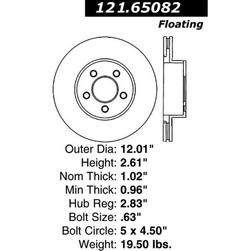 CENTRIC PARTS 121.65082 C-Tek Standard Brake Rotor