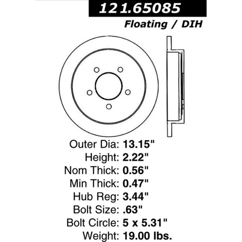 CENTRIC PARTS 121.65085 C-Tek Standard Brake Rotor