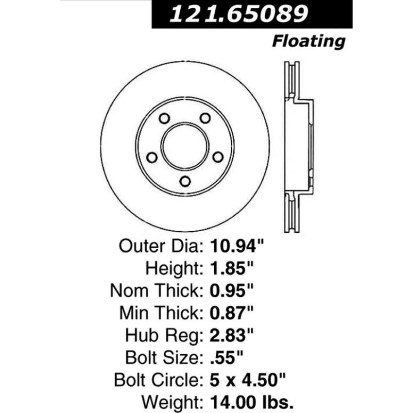 CENTRIC PARTS 121.65089 C-Tek Standard Brake Rotor